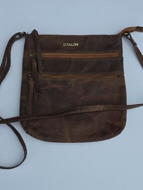 Estalon Brown Leather Crossbody Bag for Women